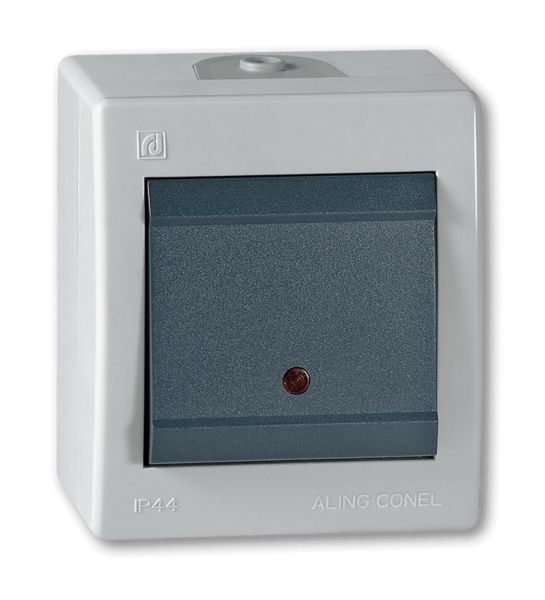 Sklopka jednopolna indikatorska Power 16A/250V siva - Slika 1