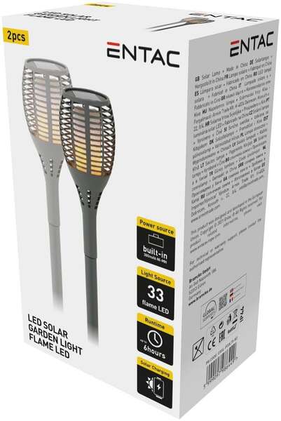 Solarna lampa baštenska baklja LED 56cm siva Entac - Slika 2