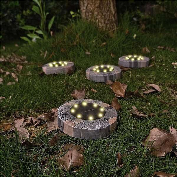 Solarna lampa baštenska kamen braon LED Entac - Slika 2