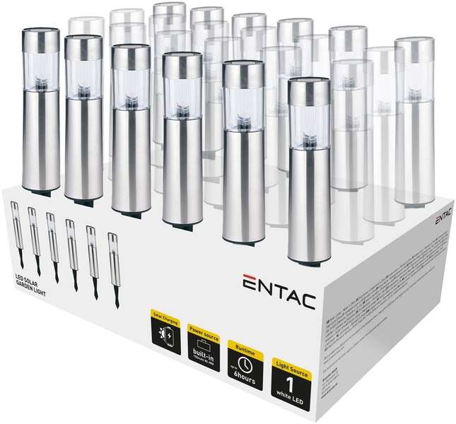 Solarna lampa baštenska LED 30cm metalik Entac - Slika 2