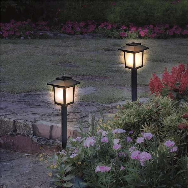 Solarna lampa baštenska plamen LED 32cm crna Entac - Slika 3