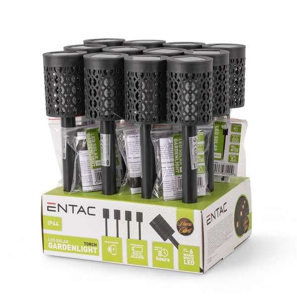 Solarna lampa baštenska plamen LED 36cm crna Entac - Slika 2