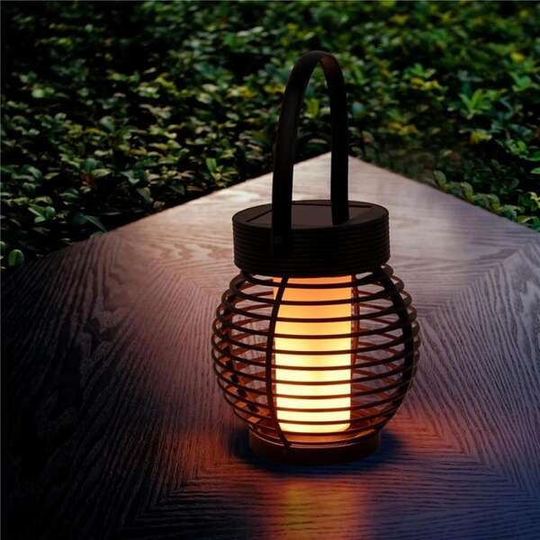 Solarna lampa baštenska plamen LED crna Entac - Slika 2