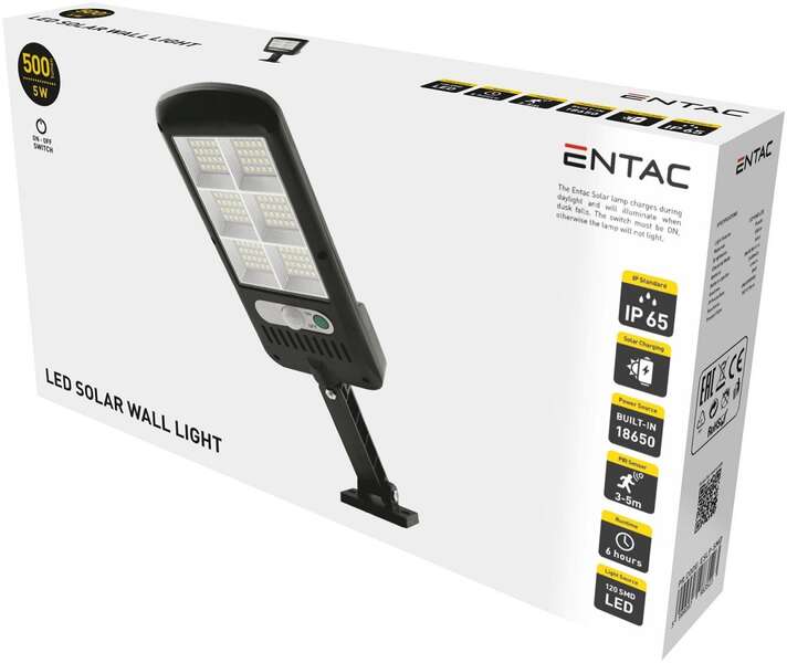 Solarna lampa zidna LED plastična 5W Entac - Slika 2