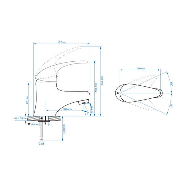 Stojeća slavina za lavabo MISISIPI - Slika 3