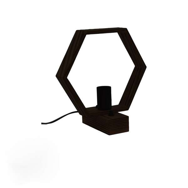 Stona drvena lampa heksagon 1xE27 Crna DAS - Slika 1