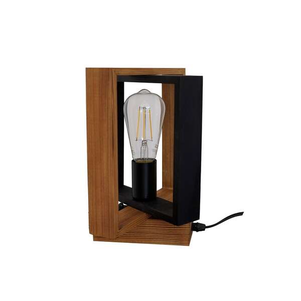 Stona drvena lampa pravougaona 1xE27 DAS - Slika 1
