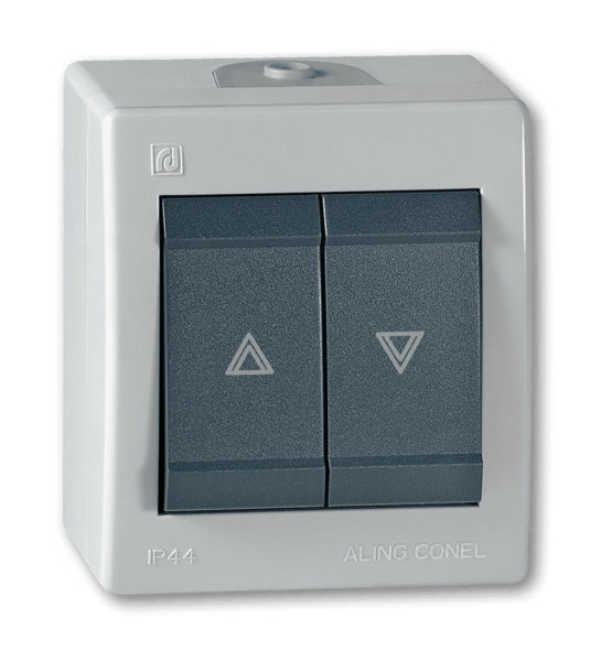 Taster sklopka za rol. na zid Power 10A/250V sivi - Slika 1