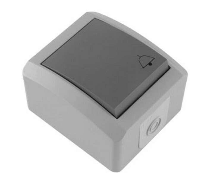 Taster zvona SETQ 10A/250V siva bezvij. veza - Slika 1