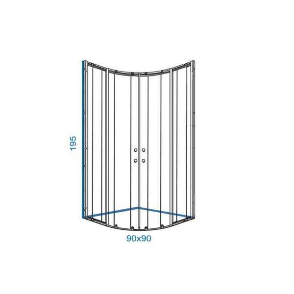 Tuš kabina IDEAL 9022 black LINNI - Slika 2