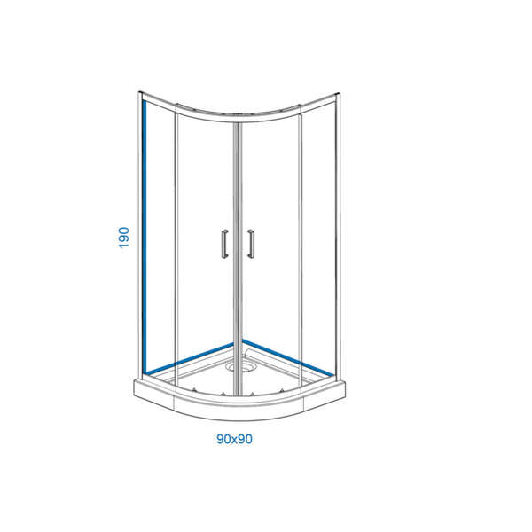 Tuš kabina R90 TRANSPARENT gray LINNI - Slika 2