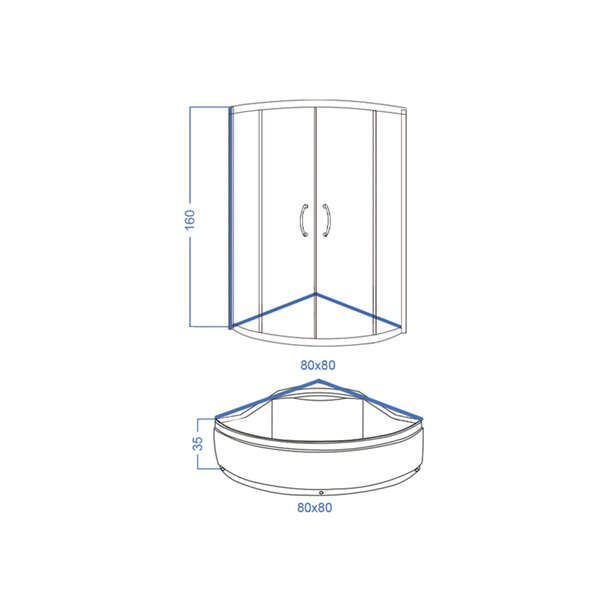 Tuš komplet R80 classic duboka LINNI - Slika 2