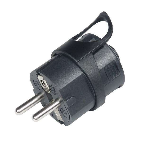 Utikač šuko ravni 16A 250V crni - Slika 1