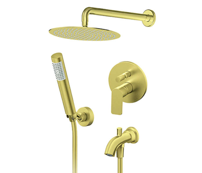 Uzidna baterija za tuš kadu sa izlivom, zidnim tušem 250mm i ručnim tušem 231701G - Slika 1