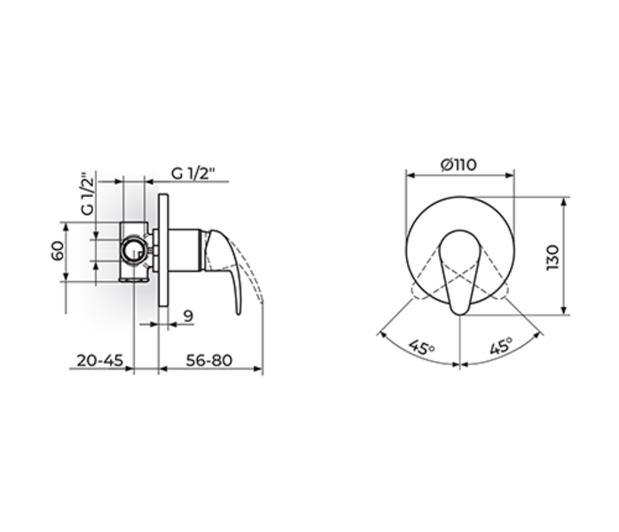 Uzidna baterija za tuš kadu sa jednim izlazom PERLA JP31801 - Slika 2