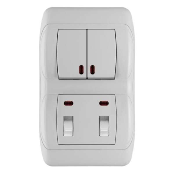 Vertikalna sklopka za kupatilo 16AX/250V (keramika) sa serij.sklopkom sa sig.sij.10AX/16AX/250V (plastika) Royal - Slika 1