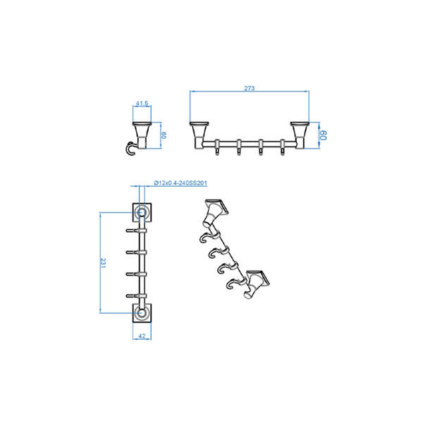 Vešalica 4-kuke classic LINNI - Slika 3