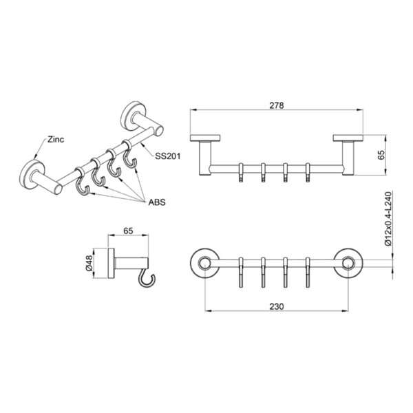 Vešalica 4-kuke MODERN LINNI - Slika 3