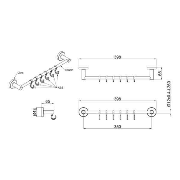 Vešalica 6-kuke MODERN LINNI - Slika 3