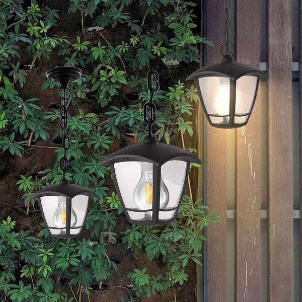 Zidna baštenska svetiljka crna 800mm E27-IP44 - Slika 2