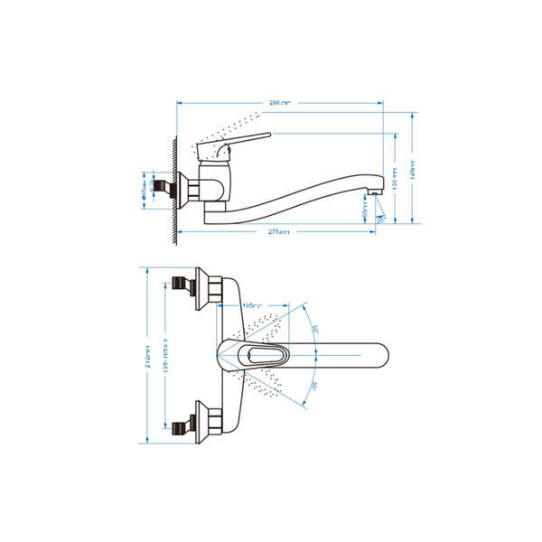 Zidna slavina za lavabo DUNAV - Slika 3