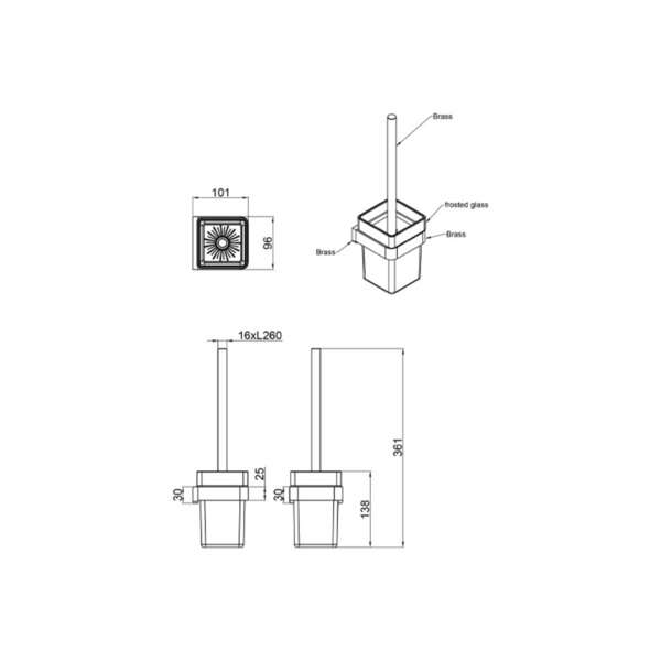 Četka za WC šolju ELEGANCE LINNI zidna - Slika 4