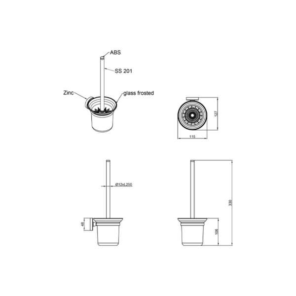 Četka za WC šolju zidna MODERN LINNI - Slika 3