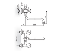 Baterija za kadu "Švedska" sa ručnim tušem KLASIK K11101 - Slika 2