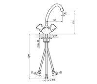 Baterija za sudoperu, protočni bojler izliv 130mm KLASIK K26102 - Slika 2