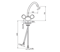 Baterija za sudoperu - lavabo izliv 130mm KLASIK FUMME KF23013 - Slika 2