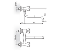 Baterija za sudoperu - lavabo izliv 140mm - S KLASIK K01114 - Slika 2