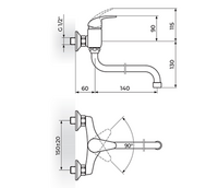 Baterija za sudoperu - lavabo izliv 140mm PERLA JP322014 - Slika 2