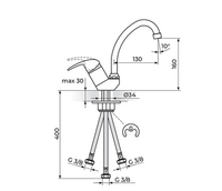 Baterija za sudoperu - protočni bojler izliv 130mm PERLA JP382013 - Slika 2