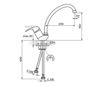 Baterija za sudoperu izliv 200mm PERLA JP382001 - Slika 2