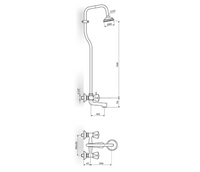 Baterija za tuš kadu sa izlivom i usponskim tušem KLASIK K12250 - Slika 2