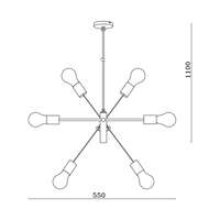 Dekorativna visilica crna 6H-6xE27 - Slika 4