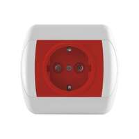 Dvopolna priključnica 16A/250V, 2P+E, zaštita od dodira, crvena, plastika Royal