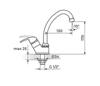 Jednoručna baterija za hladnu vodu izliv 130mm PERLA JP531130 - Slika 2