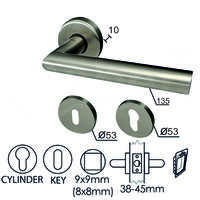 Kvaka rozeta za vrata niš inox FI53/10/125/8/9MM KLJ+CIL DBP3