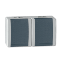 Priključnica dvopolna dvostruka horizontalna Power 16A/250V siva