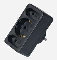 Razdelnik trostruki kombinovani crni 1 šuko+2 euro