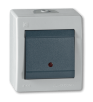 Sklopka jednopolna indikatorska Power 16A/250V siva