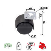Točkić rotirajući T4101 CRNA FI50X65/38X38/25X25MM OPD