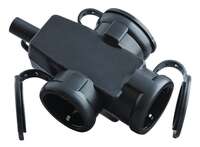 Trostruka prenosna priključnica sa poklopcem crna Tehnoelektro