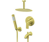 Uzidna baterija za tuš kadu sa izlivom, plafonskim tušem 250mm i ručnim tušem 231703G