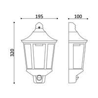 Zidna baštenska svetiljka sa senzorom, bela E27-IP44 - Slika 4