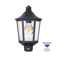 Zidna baštenska svetiljka sa senzorom, crna E27-IP44