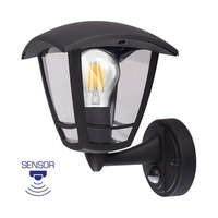 Zidna baštenska svetiljka sa senzorom, crna E27-IP44